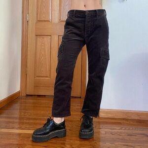 Utility Cargo Pants - Mid Rise, Brown Corduroy Straight Leg